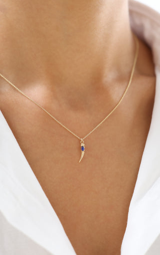 Zarif Mavi Taşlı 14 Ayar Altın Kolye