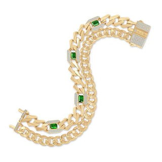 Zümrüt Taşlı İki Sıra Gurmet Bileklik